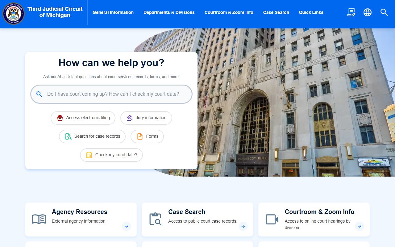 Wayne County Court records search on the Third Judicial Circuit website