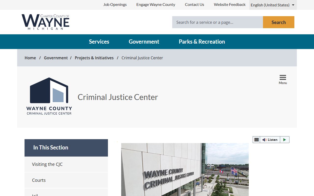 Wayne County Court and jail records at the Criminal Justice Center